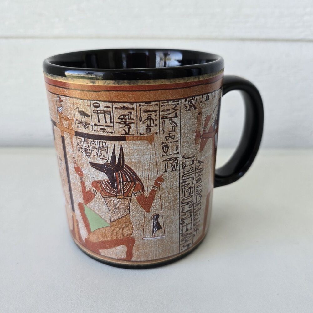 Egyptian Papyrus Series Coffee Mug Henriksen Imports EUC Anubis Thoth